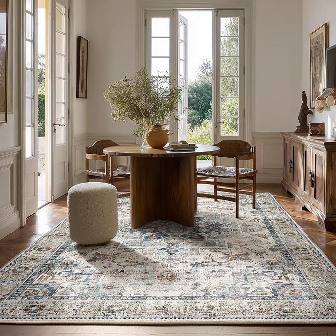 5x7 Area Rugs for Living Room: Washable Bedroom Rug Boho Vintage Rugs Stain - Image 7