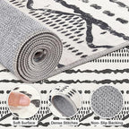 Nakagishi Black Rug Living Room 5X7: Washable Boho Large Neutral Soft Rug - Image 3
