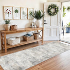 2x8 Washable Hallway Runner Rug – Non-Slip Modern Abstract Neutral Low-Pile - Image 3