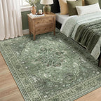 RELEANY Area Rugs 5'x8' Washable Non-Slip, Floral Vintage Distress Medallion - Image 2