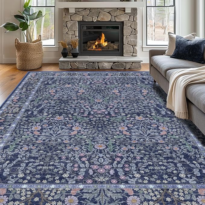 6x9 Washable Area Rugs for Living Room, Stain Resistant Vintage Rugs for Dining - Image 2
