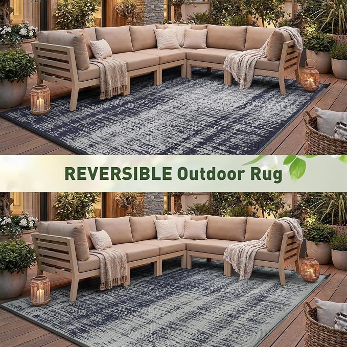 MontVoo Outdoor Rug Waterproof 6x9 ft Outdoor Patio Rug Mat Reversible Plastic - Image 8