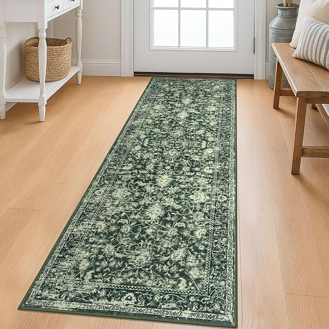 KILOCOCO Hallway Runner 2x6 Rug Runner Printed Vintage Floral Washable Kitchen by Kilococo