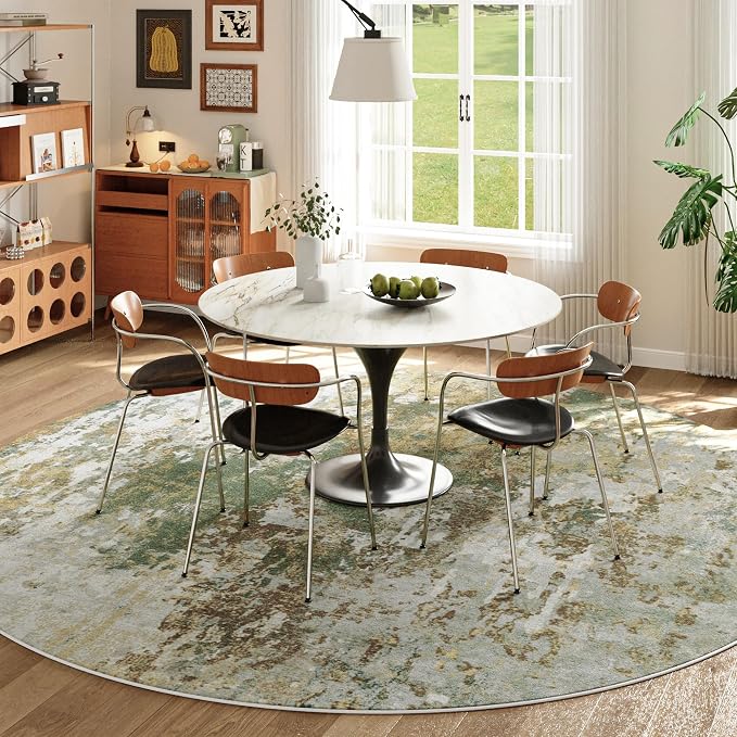 Green Round Rugs 6ft Washable Circle Area Rug - Image 2