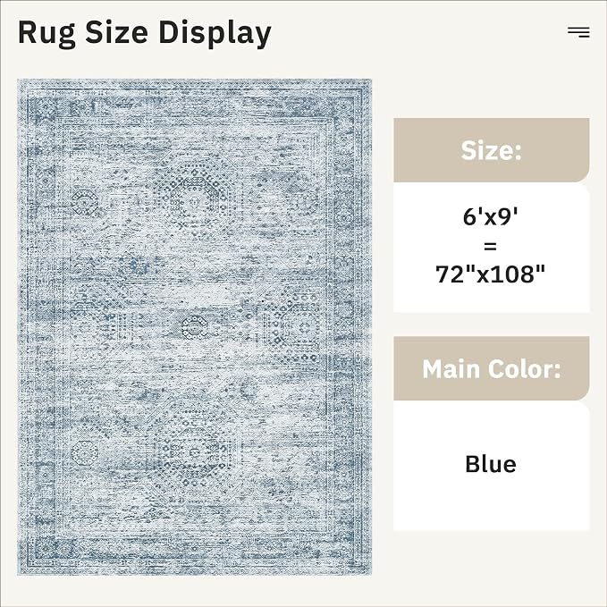 Soalmost 6x9 Area Rug for Living Room Washable 6x9 Non-Slip Modern Rugs for - Image 3