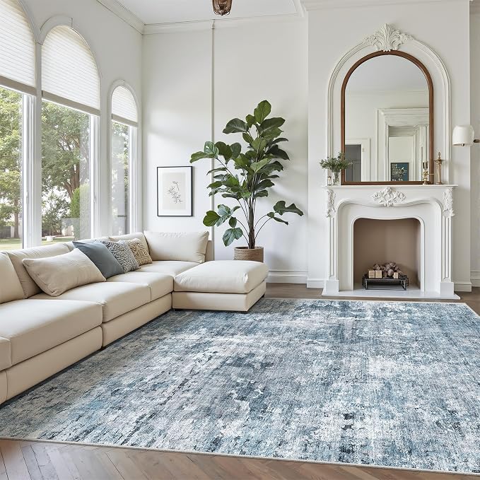 Soalmost 7x10 Area Rug for Living Room Washable Abstract Vintage Soft Thin - Image 2
