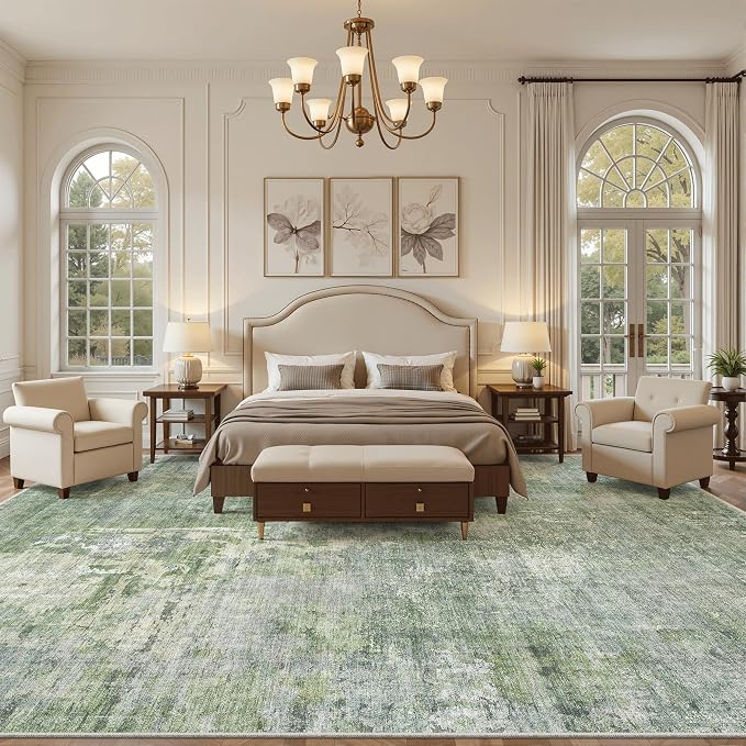 Soalmost 10x14 Area Rugs for Living Room, Non Slip Machine Washable Vintage Rugs - Image 3