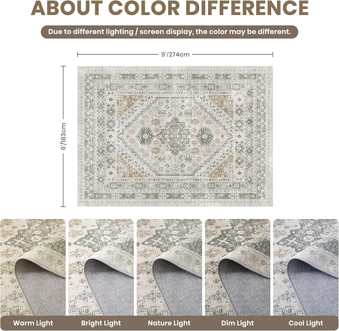 zesthome 6x9 Area Rug, Super Soft Washable Rugs - Image 2