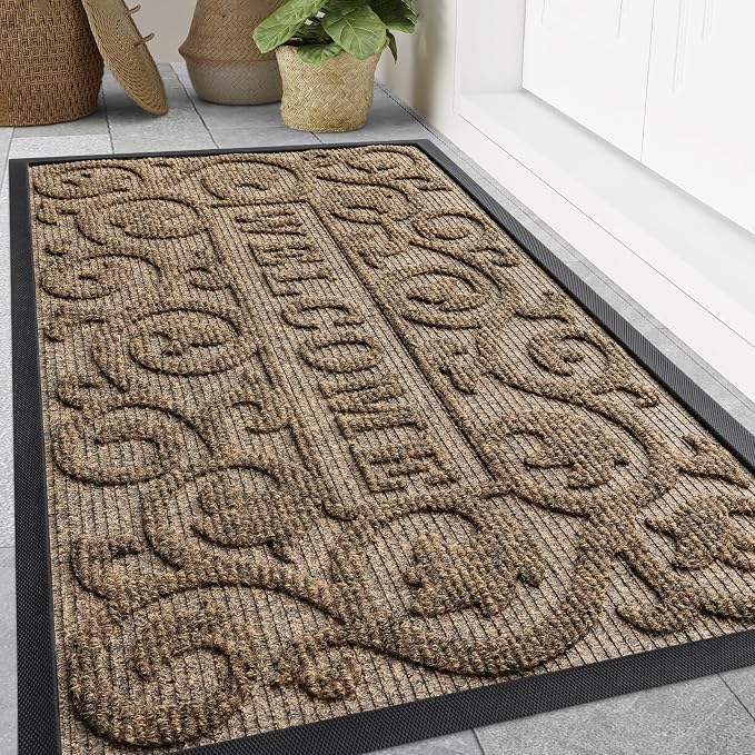Smiry Welcome Door Mat Outside Entrance, Heavy Duty Trap Dirt and Moisture Easy by Smiry