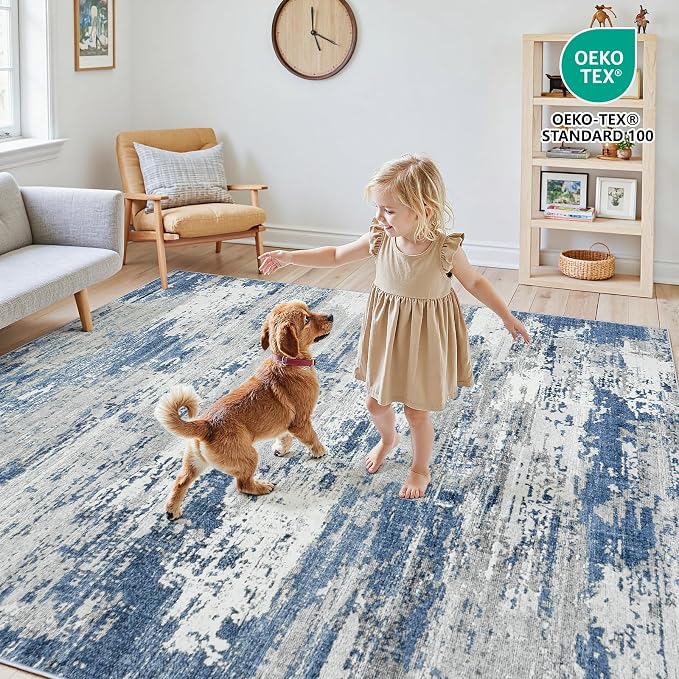 Area Rugs 10x14 Living Room: Large Soft Washable Rug Modern Abstract Anti-Skid - Image 4