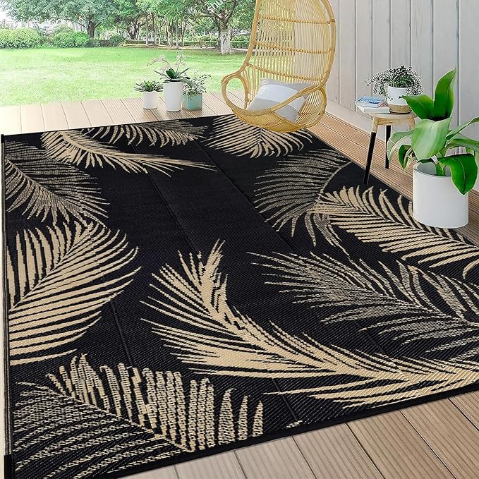 Pauwer Waterproof Outdoor Rug 6x9, Reversible Plastic Straw Patio Camping Rug by Pauwer