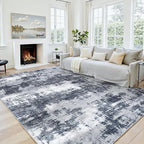 8x10 Area Rugs for Living Room Washable: Abstract Soft Thin Low Pile Black Rug - Image 8