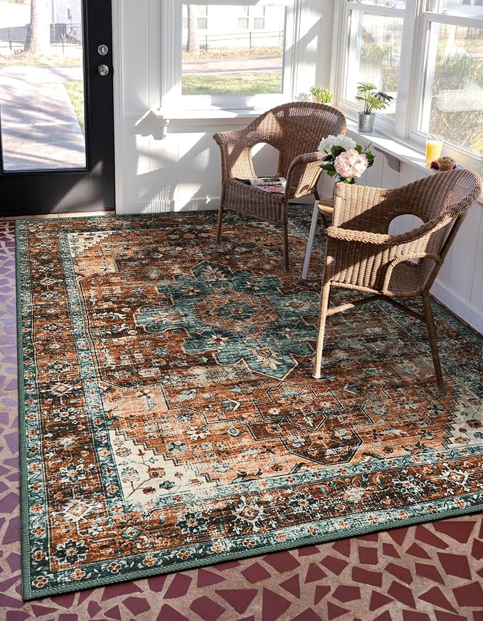 Moynesa Ultra-Thin Washable Vintage Area Rug - Image 8