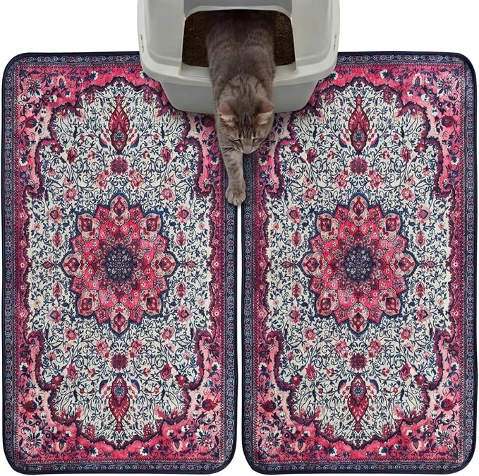 Hompet Cat Litter Mat 2 Pack, 19x30 Machine Washable Trapping Mats by Hompet
