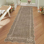 GarveeHome Scalloped Bow Rug for Living Room, Solid Brown Rug for Dorm by GarveeHome