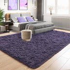 Tepook 4x6 Area Rugs for Living Room, Soft Fluffy Shag Gray Purple Rug for - Image 3
