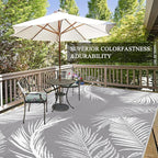 Pauwer Outdoor Rug, Leaf Grey, Reversible, Waterproof, Polypropylene, - Image 6
