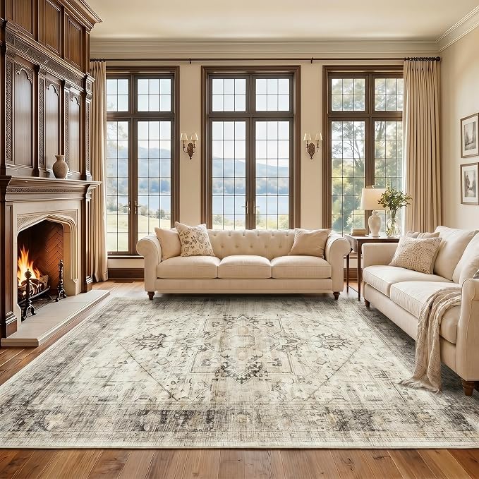 AMADA HOMEFURNISHING Washable Area Rug, Low-Profile Large Area Rug - Image 4