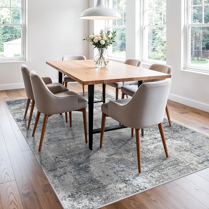 5x7 Washable Area Rug – Modern Neutral Abstract Rug - Image 8