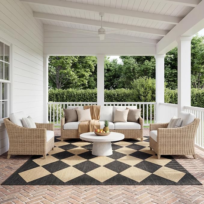 Nuloom Outdoor Performance Collection Sabina Dark Grey/Ivory, High Traffic by nuLOOM