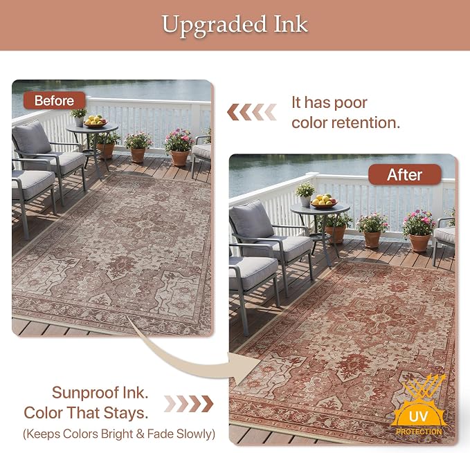 GENIMO Outdoor & Indoor Area Rug 6'x9', Waterproof, Non-Shedding, Easy Cleaning - Image 5