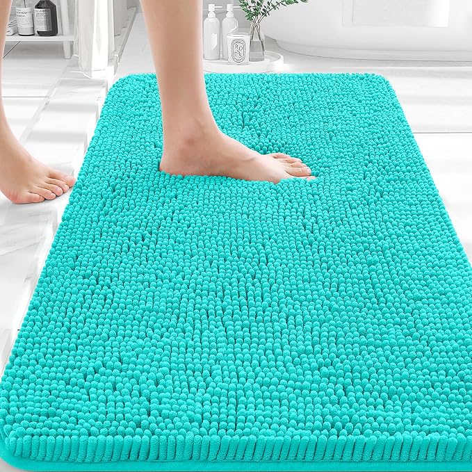 OLANLY Bathroom Rugs 30x18, Extra Soft Absorbent Chenille Bath Rugs, Rubber by OLANLY