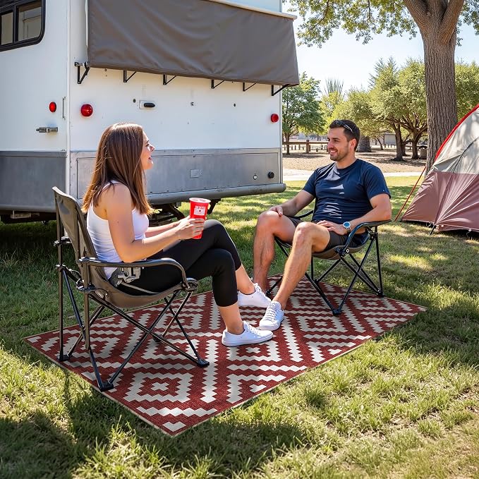 GENIMO Outdoor Rug for Patio Clearance, Waterproof Reversible Christmas Mat - Image 3