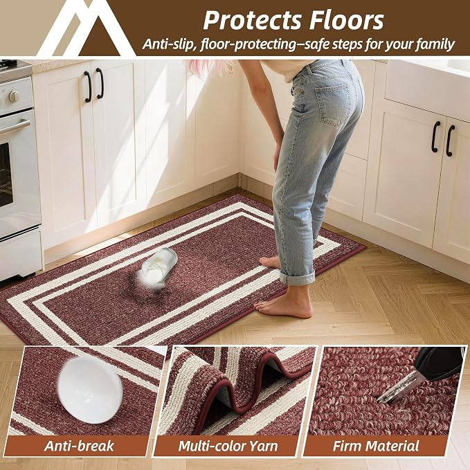 COSY HOMEER Kitchen Rugs Non-Slip 20" x30/20 x48 Inch Thick Polypropylene - Image 5