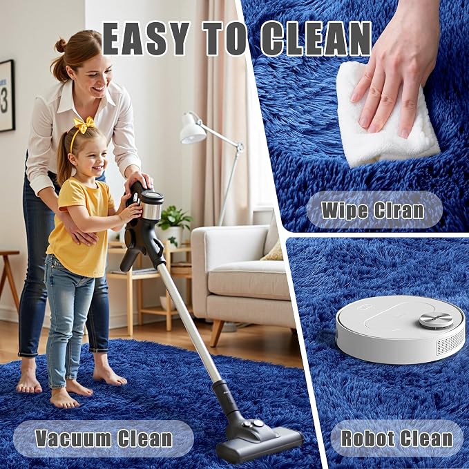6x9 Area Rug for Living Room:Ultra Soft Fluffy Shag Navy Blue Rugs, Large Fuzzy - Image 7