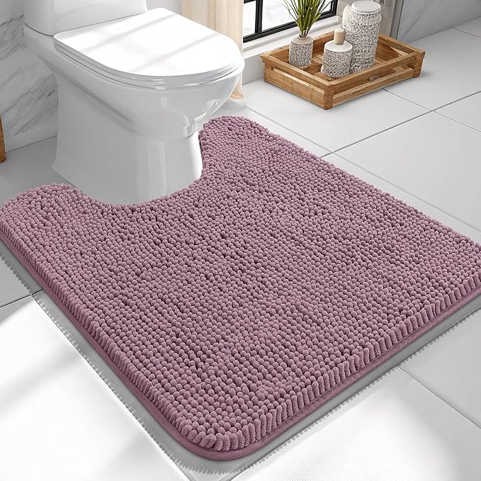 OLANLY Toilet Rugs U-Shaped 24x24, Extra Soft Absorbent Chenille Contour by OLANLY