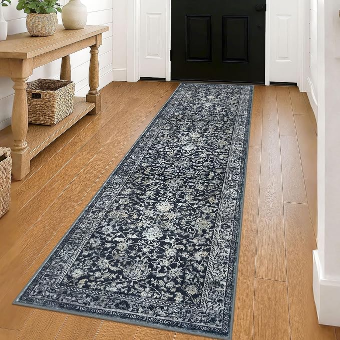 KILOCOCO Hallway Runner 2x8 Rug Runner Printed Vintage Floral Washable Kitchen by Kilococo
