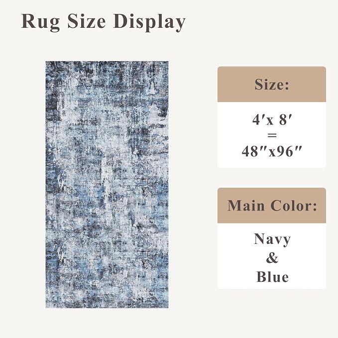 4x8 Washable Area Rug – Non-Slip Rubber Backed Indoor Rug - Image 2