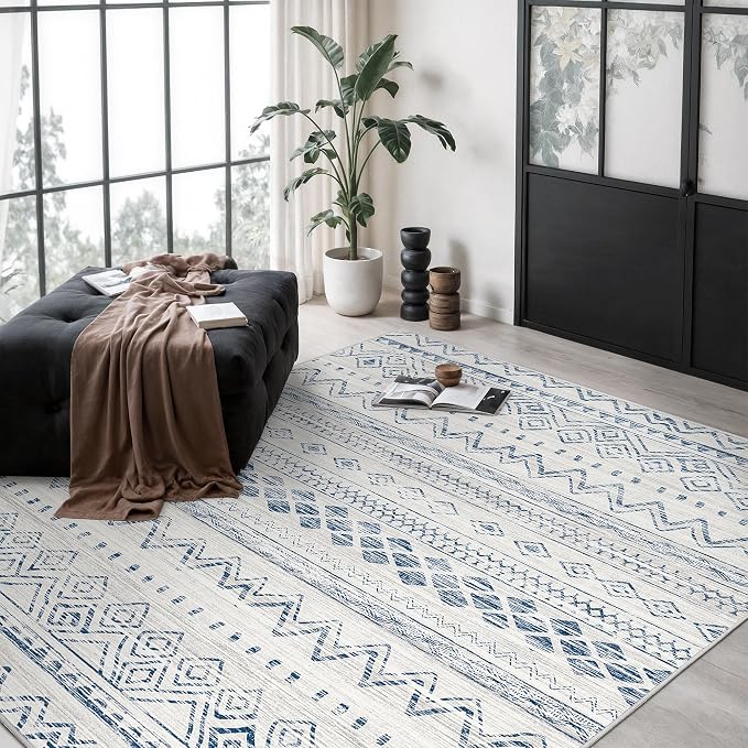 Miukiki 6x9 Area Rug for Living Room Moroccan Washable Rugs Non Slip Indoor by Miukiki