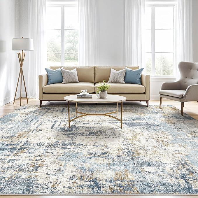 5x8 Area Rug Washable Rugs: Large Abstract Modern Soft Stain Resistant Indoor - Image 5