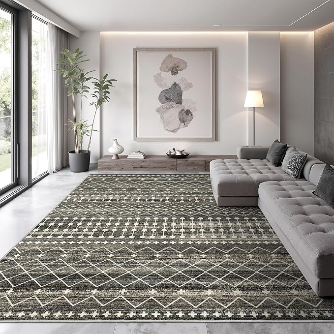 Miukiki 9x12 Area Rug for Living Room Moroccan Washable Rugs Non Slip Indoor - Image 5