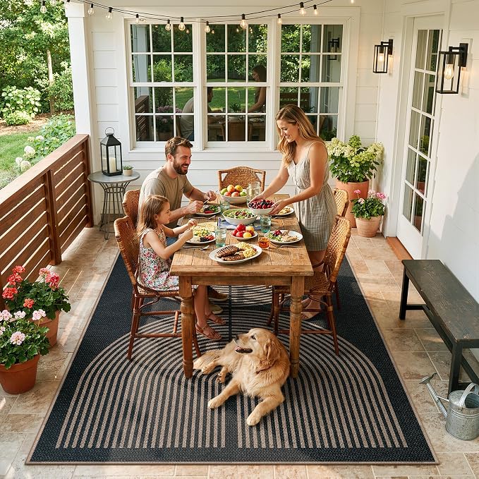 Lahome Modern Rainbow Easy Jute 4x6 Rug, Outdoor Patio Rug - Image 6