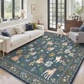 Soalmost Dog 5x7 Area Rugs for Living Room, Machine Washable Animal Floral by Soalmost
