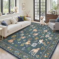 Soalmost Dog 6x9 Area Rugs for Living Room, Machine Washable Animal Floral by Soalmost