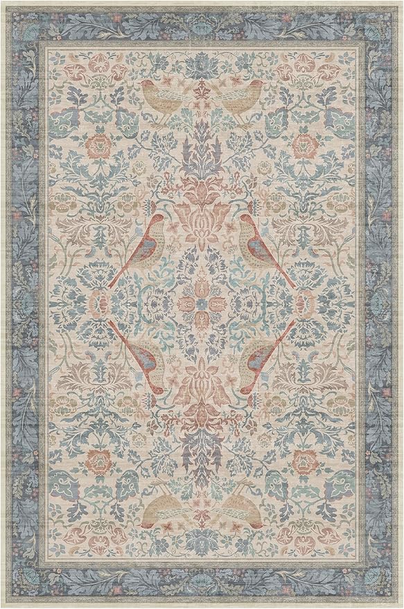 Boho Floral Bird Pattern 4x6 Large Mudroom Rug - Image 7