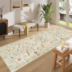 DUKINO 3x8 Washable Runner Rug, Low Pile Animal Print Non Slip Long Runner Rug - Image 3