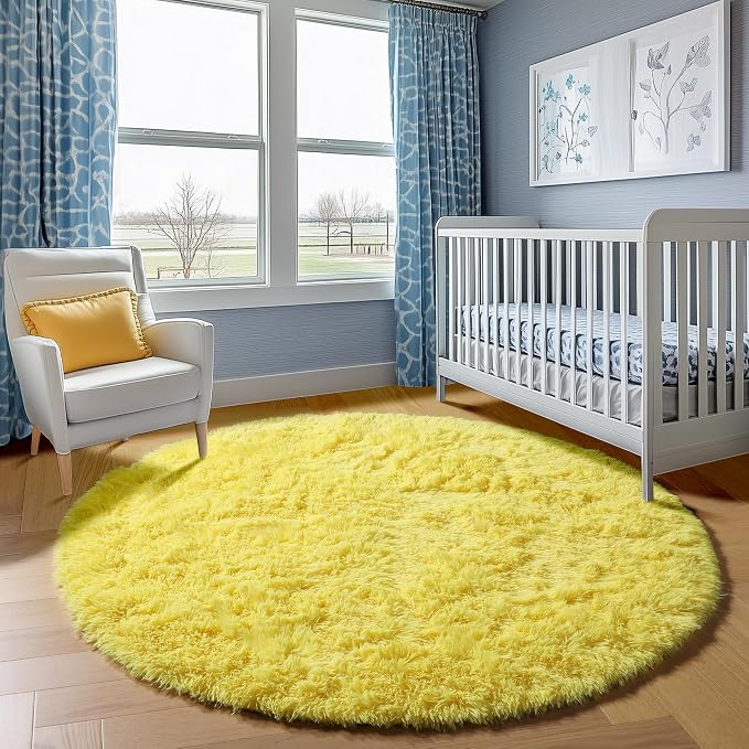 ONASAR Yellow Round Area Rugs 4ft - Image 7