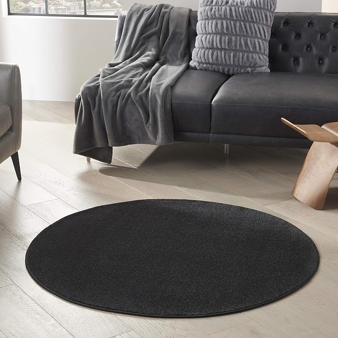 Nourison Home Nourison Essentials Black 4' x Round Area Rug by NourisonHome