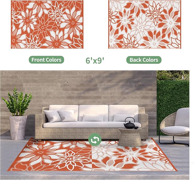 GENIMO Outdoor Rug Waterproof for Patio Decor, Large Area Rugs Mats for RV - Image 5