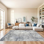 7x7 Square Rug Machine Washable – Modern Neutral Abstract Non-Slip Area Rug by BYYVOORugsforYourHome