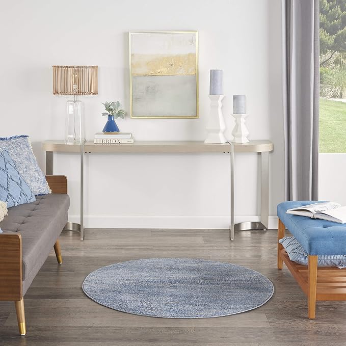 Nourison Home Nourison Essentials Blue Grey 4' x Round Area Rug - Image 4