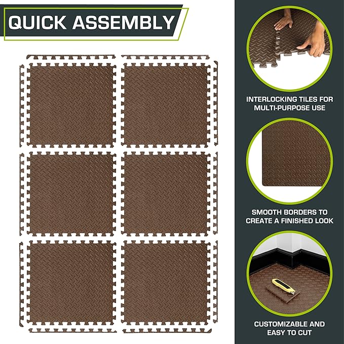 ProsourceFit Exercise Puzzle Mat 1/2-inch, EVA Interlocking Foam Floor Tiles - Image 6