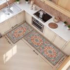 Boho Kitchen Mats for Floor 2 Piece Set Anti Fatigue Cushioned PVC Kitchen Rugs - Image 2