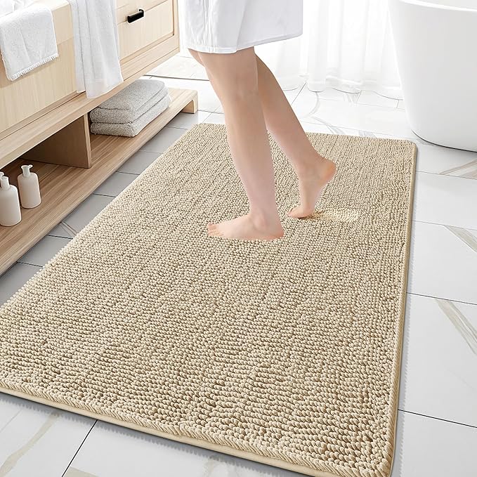OLANLY Large Bathroom Rugs 59x35, Extra Soft Absorbent Chenille Bath Rugs by OLANLY