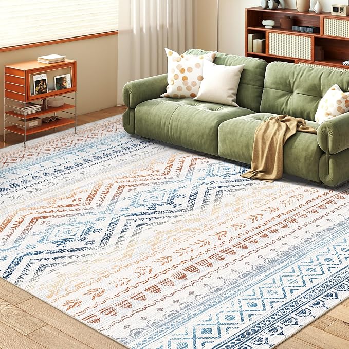 Miukiki 5x7 Area Rug for Living Room Moroccan Washable Rugs Non Slip Indoor by Miukiki