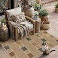 HUGEAR 3x5 Jute Outdoor Indoor Checkered Rug Washable Linen Textured Weave High by HUGEAR